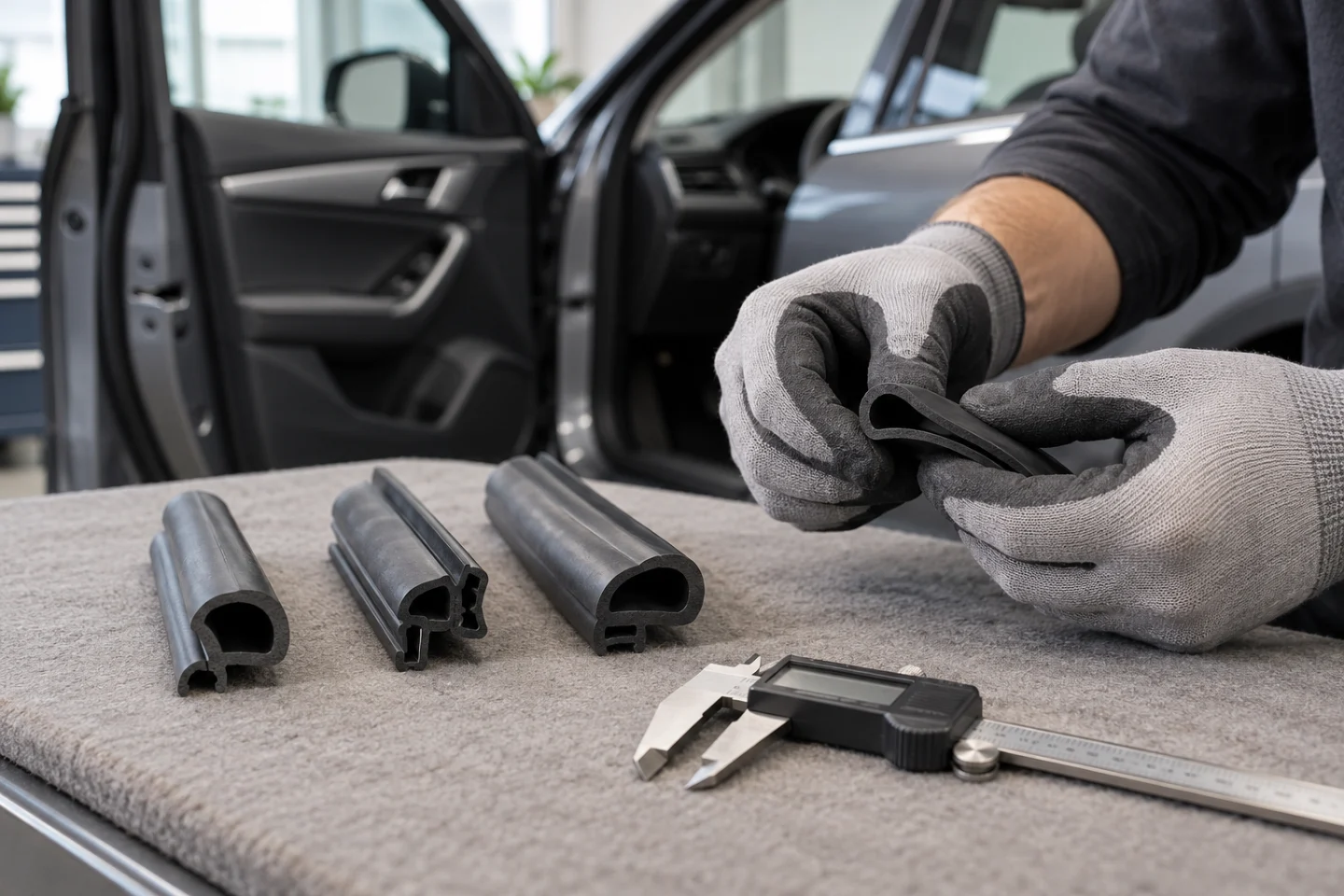 Farklı otomotiv fitil profillerinin kesit ve esneklik kontrolü